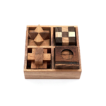4 Games in a Wooden Box (No Lid)